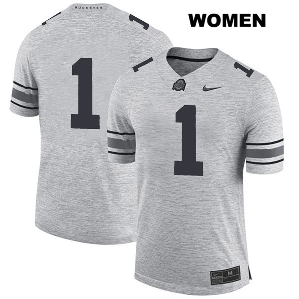 Ohio State Buckeyes Women's Jeffrey Okudah #1 Gray Authentic Nike No Name College NCAA Stitched Football Jersey BD19D30RH